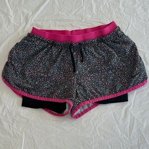 Nike Women's Pink and Black Athletic Shorts